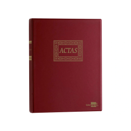 Liderpapel Libro de Actas DIN A4 con 30 Anillas, 100 Hojas Movibles Taladradas y Numeradas, Color Burdeos