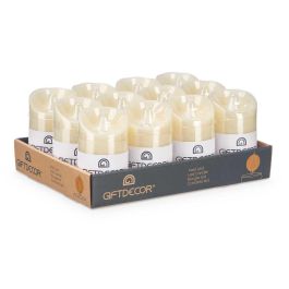 Giftdecor Vela Led Crema Mediana 12.5x7.5 cm, Plastico y Cera, Amarillo, 2xAA (Set de 24)