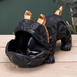 Home Deco Factory Vaciabolsillos Bulldog Negro Galerie Escultura para Llaves Monedas 30x16x18 cm
