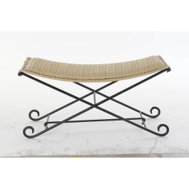 DKD Home Decor Descalzadora Ratán Metal Marron Claro Negro 94x49x44 cm