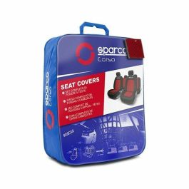 Sparco SPC1019RS Juego de Fundas para Asientos de Coche Universales S-Line Lavables Poliéster Resistente Color Rojo y Negro