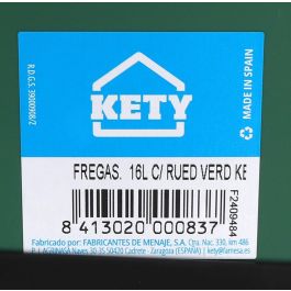Cubo con ruedas 16L, asa y escurridor verde Kety - Inde (6 Unidades) Cubo con ruedas 16L, asa y escurridor verde Kety - Inde (6 Unidades)