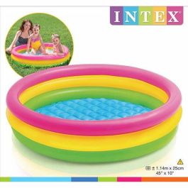 Piscina hinchable 3 aros colores con suelo hinchable (capacidad 131 litros) (+ 2 años)114x25 cm - modelos surtidos