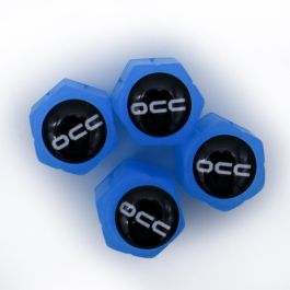 Occ Sport OCCLEV004 - Tapones de Válvula de Rueda Fluorescentes Universales Azules, Brillo en Oscuridad (Pack 4 Unidades ABS)