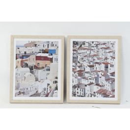 DKD Home Decor Cuadro Decoración Hogar Estilo Cottage Pueblo PS MDF Blanco Marrón 50x40x2.5 cm Pack 4 Unidades Precio: 25.91094. SKU: B1F2ZS6A7B
