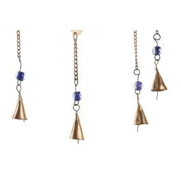 DKD Home Decor Decoración Colgante Indio Dorado Metal Plumas Atrapasueños Campana 1 x 77 x 25 cm (4 Unidades)