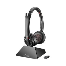 Poly Savi 8200 Auriculares Inalámbricos DECT con Cancelación Ruido Activa, 3 Vías, 13h Batería Li-Po Recargable Intercambiable