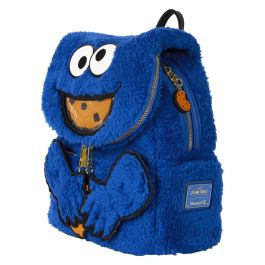 Loungefly Mochila peluche Cookie Monster Barrio Sésamo con monedero, felpa y cuero vegano, 22x11x26cm