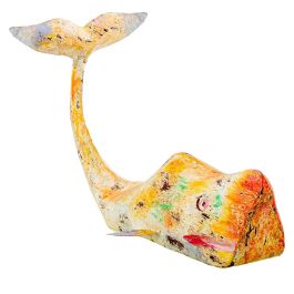 Figura Decorativa Alexandra House Living Amarillo Hierro Ballena 47 x 26 x 29 cm