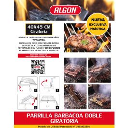 Algon Bbq Parrilla BBQ Giratoria Cromada 40x45 cm (4 Unidades)
