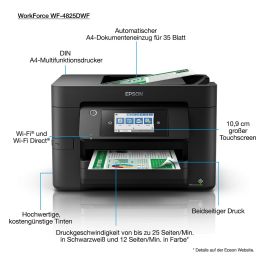 Epson WorkForce Pro WF-4825DWF Multifunción Tinta A4 Impresión Escaneo Fax Wifi Pantalla Táctil Color Negro