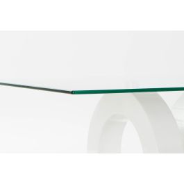 DKD Home Decor Mesa Centro Moderno Blanco Transparente Cristal y MDF 60 x 45 x 110 cm