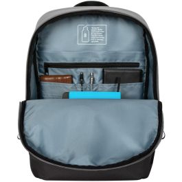 Targus Mochila Sagano Unisex para Portátil 15.6" Negro Gris, Material RPET Reciclado, con Múltiples Bolsillos y Protector de Lluvia