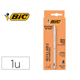 Bic Bolígrafo Cristal Renew Cuerpo Aluminio Mate Tinta Azul + 2 Recambios en Caja de Cartón Precio: 9.5000004. SKU: B16V9YYMMG