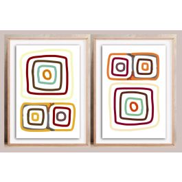 DKD Home Decor Cuadro Decorativo Boho Multicolor Set de 2 Unidades en Lienzo y Pino 70x50x2,8 cm