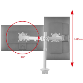 One For All Soporte Universal Monitor Escritorio Doble VESA 100 Brazo Ajustable 13-32 Pulgadas Blanco
