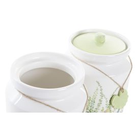 DKD Home Decor Bote Tropical Tropic Garden de Dolomite Multicolor, 1 L, 12x16x12 cm, Apto Microondas y Lavavajillas, Pack 2 Unidades