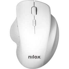 Nilox Ratón Inalámbrico Profesional 800-1600-3200 DPI, 6 Botones, Ergonómico, Diestro, Blanco, Compatible con Windows/Linux/Mac