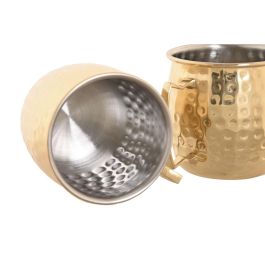 DKD Home Decor Mug Loft Dorado Inox 480ml Set de 2 Piezas 9.5 x 9 x 12 cm