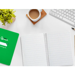 Liderpapel Cuaderno espiral A5 Pautaguía Tapa Dura 80 Hojas Papel 90gr Cuadro Pautado 3mm Verde