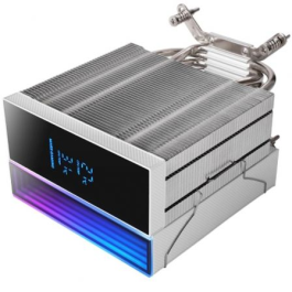 Mars Gaming MCPU-LCD Disipador CPU con Pantalla LCD, 6 Heatpipes HCT, Ventilador ARGB 120mm PWM, Compatible Intel/AMD, TDP 300W, Blanco