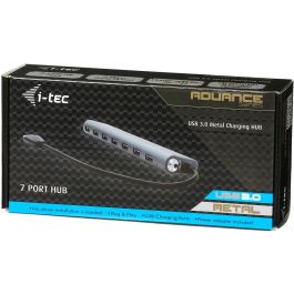 i-tec Concentrador USB 3.0 SuperSpeed de 7 Puertos, USB 3.2 Gen 1 Tipo-A, 5000 Mbit/s, Plata, Carcasa de Metal