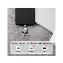Wondee Charm Protector Funny Tipo C Panda para Conector USB-C - Tapón Decorativo Anti Polvo para Móvil
