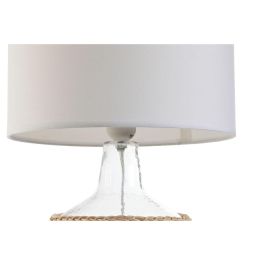 DKD Home Decor Lámpara de Sobremesa Mediterráneo de Cristal y Cuerda, Blanca Transparente, 28x45x28cm, Tipo E27 DKD Home Decor Lámpara de Sobremesa Mediterráneo de Cristal y Cuerda, Blanca Transparente, 28x45x28cm, Tipo E27