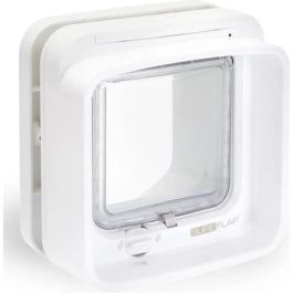 Sureflap DualScan Gatera electrónica con lector de microchip para hasta 32 gatos, control de acceso y salida, Blanca