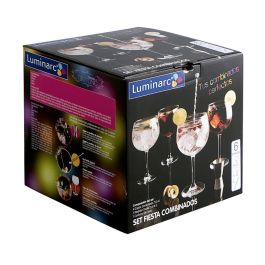 Luminarc Set 6 Piezas Combinados Fiesta de Vidrio Multicolor, Capacidad 71,5 cL, 27 cm y 2-4 cL, Apto Lavavajillas
