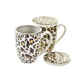 DKD Home Decor Mug Infusiones Porcelana 380ml Diseño Leopardo Colonial Marrón Blanco Apto Microondas Lavavajillas (6 Unidades) DKD Home Decor Mug Infusiones Porcelana 380ml Diseño Leopardo Colonial Marrón Blanco Apto Microondas Lavavajillas (6 Unidades)