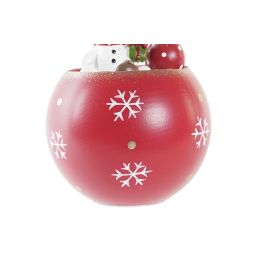 DKD Home Decor Figura Navidad Muñeco de Nieve Fantasía con luz LED MDF Rojo Rosa Dorado 8x11x8 cm (3 Unidades)