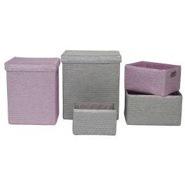 Cesta Basicos DKD Home Decor Rosa Plateado 36 x 50 x 44 cm Set de 5