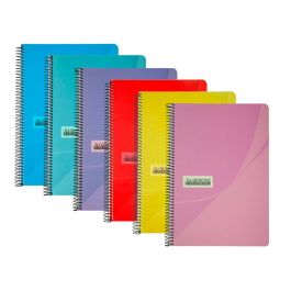 Cuaderno Espiral Papercop Folio Tapa Extradura 80 Hojas Pauta 5 2,5 mm Con Margen 70 gr Colores Surtidos 6 unidades