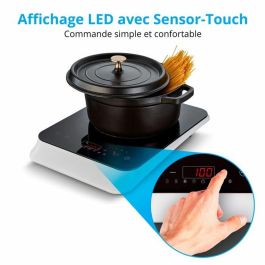 Medion MD18490 Placa de Inducción - 1 Quemador, 2000W, 60-240°C, 8 Programas, L 29 x P 36 x A 6 cm - Blanco/Negro