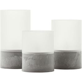 Lote 3 Lámparas de mesa LED BRILLIANT CANDLE - 2500K - Plástico y vidrio - Gris y blanco mate