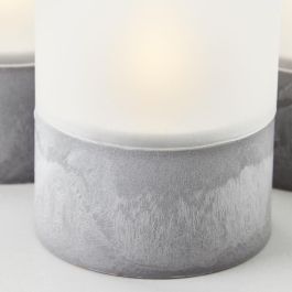 Lote 3 Lámparas de mesa LED BRILLIANT CANDLE - 2500K - Plástico y vidrio - Gris y blanco mate