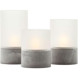 Lote 3 Lámparas de mesa LED BRILLIANT CANDLE - 2500K - Plástico y vidrio - Gris y blanco mate