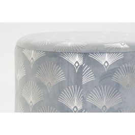 DKD Home Decor Reposapiés Glam para Salón Dormitorio en Poliéster y Metal, Azul y Dorado, 35 cm Largo x 35 cm Ancho x 43 cm Alto