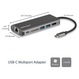 Hub USB Startech DKT30CSDHPD Gris 60 W