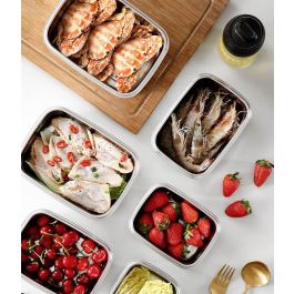 Quttin Fiambre Acero 2.6L para Microondas y Horno 23 cm x 17.9 cm x 11.6 cm (12 Unidades)