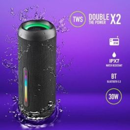 NGS ROLLERFURIA2BLACK Altavoz Portátil Roller Furia 2 Bluetooth 5.3, 30W, IPX7 Resistente Agua, TWS, 9h Autonomía, USB/AUX/TF