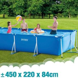 Intex Piscina Rectangular Frame 450x220x84cm con Bomba y Capacidad 7127L PVC+METAL