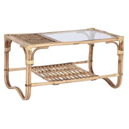 DKD Home Decor Mesa Centro Tropical Natural Ratán Bambú 46 x 40 x 76 cm