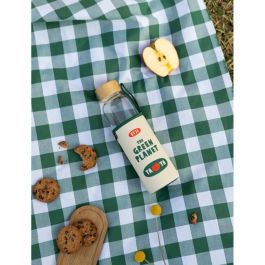 ERIK Botella de Cristal Tata BT21 500ml con Funda de Neopreno y Tapón de Bambú