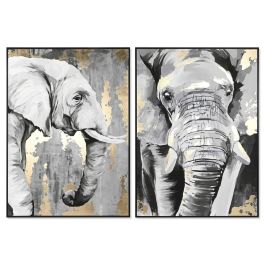 Cuadro DKD Home Decor Blanco Negro Gris Dorado Elefante Colonial 100 x 4 x 140 cm (2 Unidades) Precio: 219.9500006. SKU: B1C7565J4L