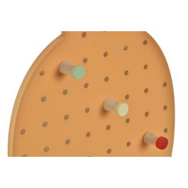 DKD Home Decor Perchero de Pared Tropical Naranja de Madera con Diseño de Piña y 6 Ganchos de Colgar 37.5x21.5cm