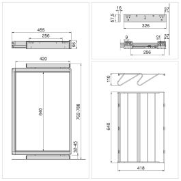 Emuca Kit de cajón zapatero y bastidor regulable Quartz para armarios, guías de cierre suave y extracción total, Módulo 80cm, Acabado Titanio