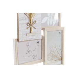 DKD Home Decor Marco Multifoto Shabby para 3 Fotos de Paulownia y Cristal Natural 34x31x2.4 cm
