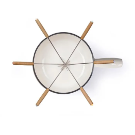 Livoo MEN426C Juego de Fondue Tradicional 2,6L para 6 Personas, Hierro Fundido Esmaltado, Apto para Todo Tipo de Fuegos, Incluye 6 Tenedores